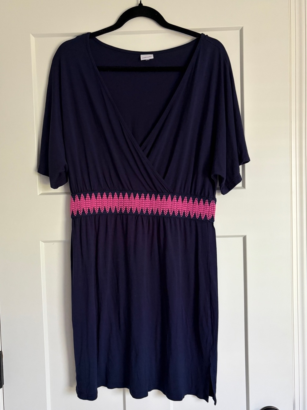 Women’s Navy Mini Dress with Pink Waist Detail